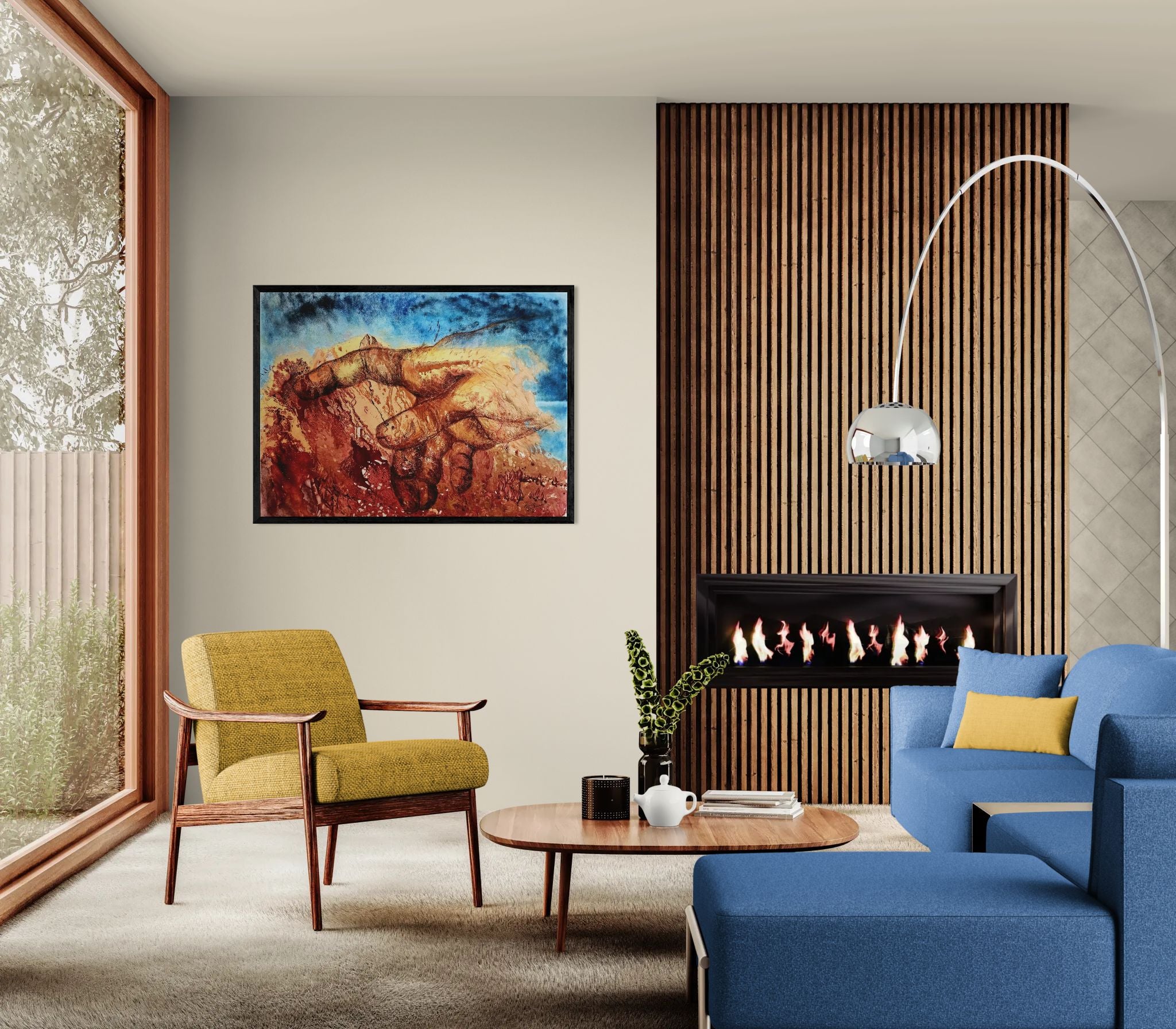 Kunstwerk: "Warten auf Godot", Premium Leinwand-Druck