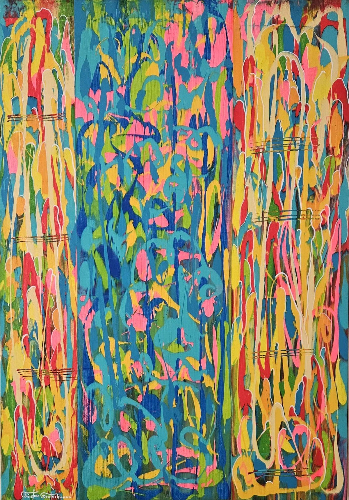 Die Unbeugsamen Nr. 2 von Christine Deutschmann, abstraktes Gemälde, Kunstdruck auf Leinwand